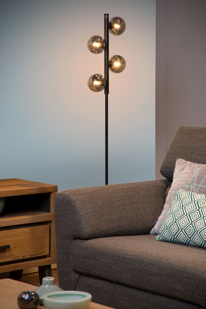 Lucide TYCHO - Stojacia lampa - 4xG9 - Čierna